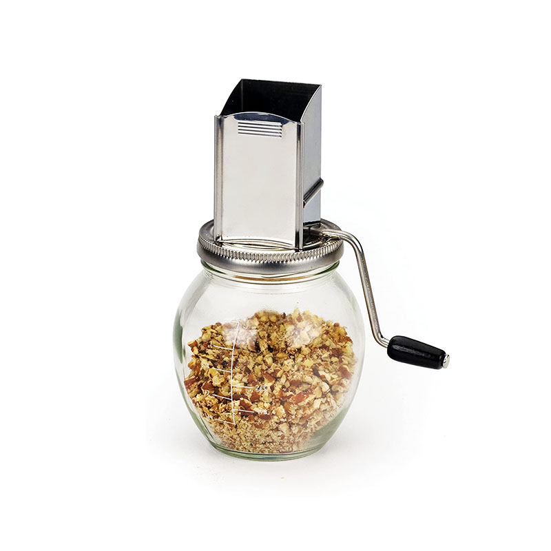 VINTAGE  NUT GRINDER W/ GLASS JAR