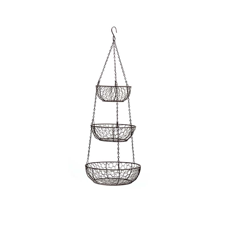 CHICKEN WIRE 3-TIER HANGING BASKET  